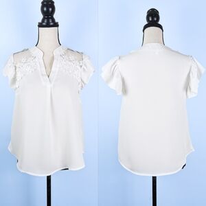 NWT Mine White Lace Applique Blouse